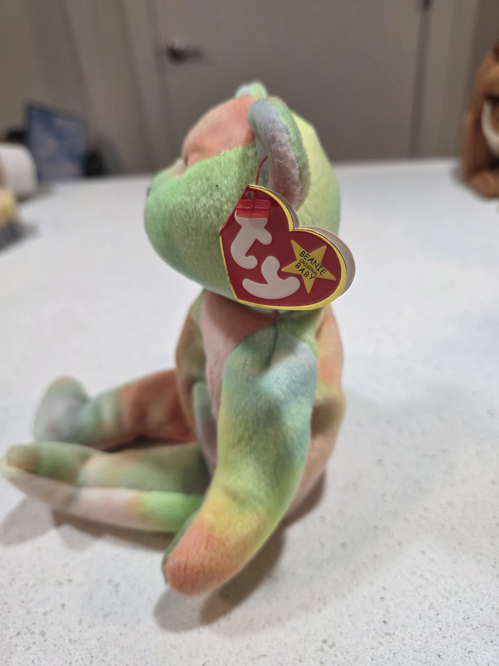 TY Beanie Baby Tie-Dye Peace Bear - Multicolor Plush Toy - Picture 3 of 8